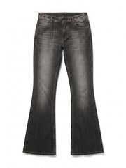 Jeans Claire flared bootcut in denim nero con borchie martellate sul bustino