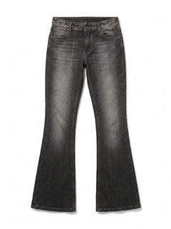 Claire flared bootcut jeans in black denim with hammered studs on the waistband