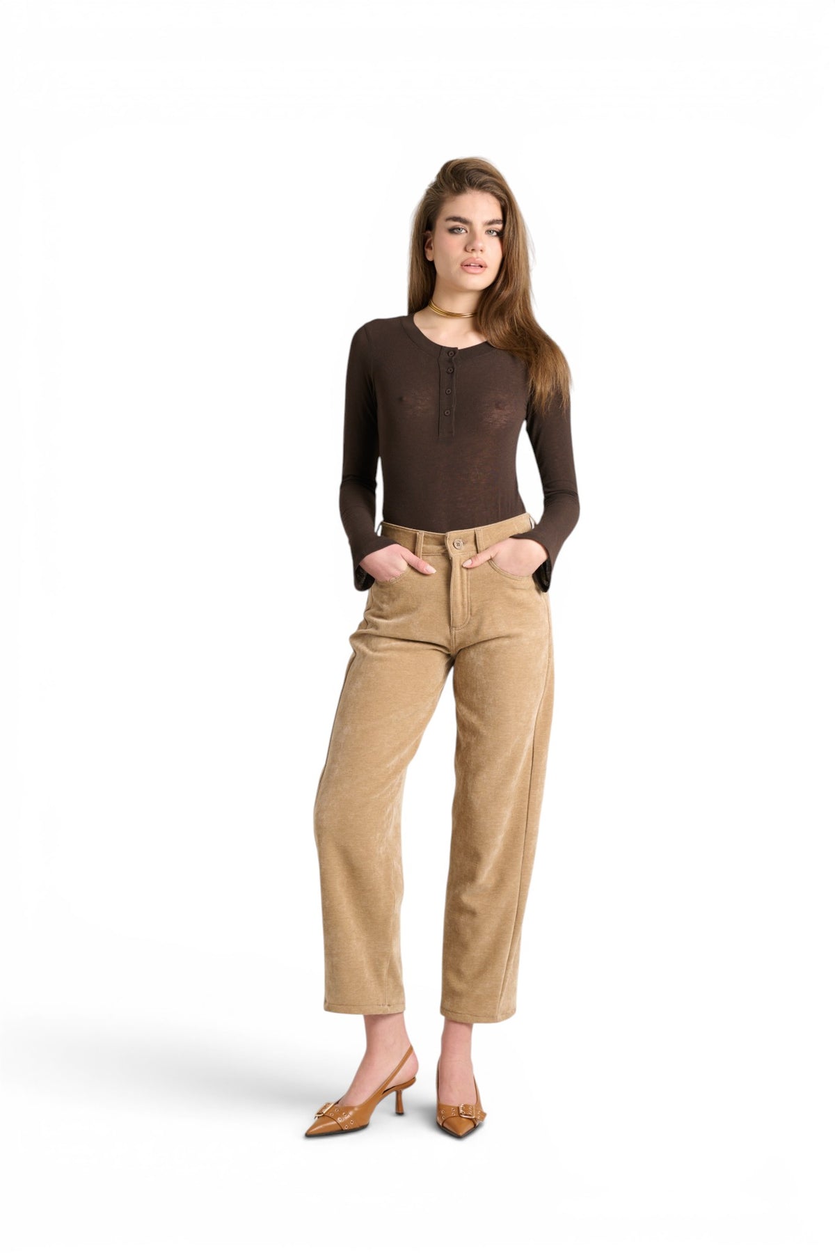 Pantaloni Tim eggfit in velluto a trama obliqua