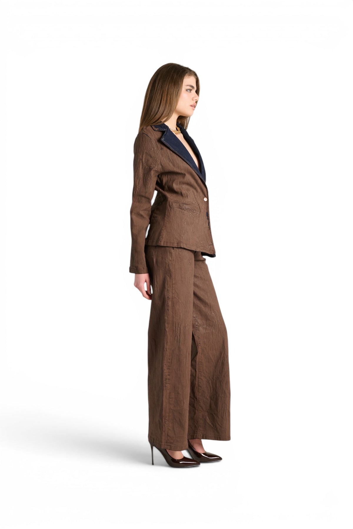 Jeans Becca wide leg in denim crackle moro