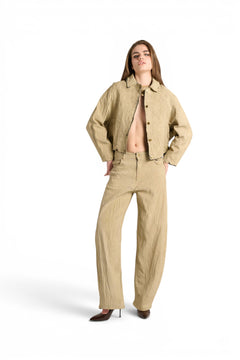 Jeans Berry barrel in denim crackle beige