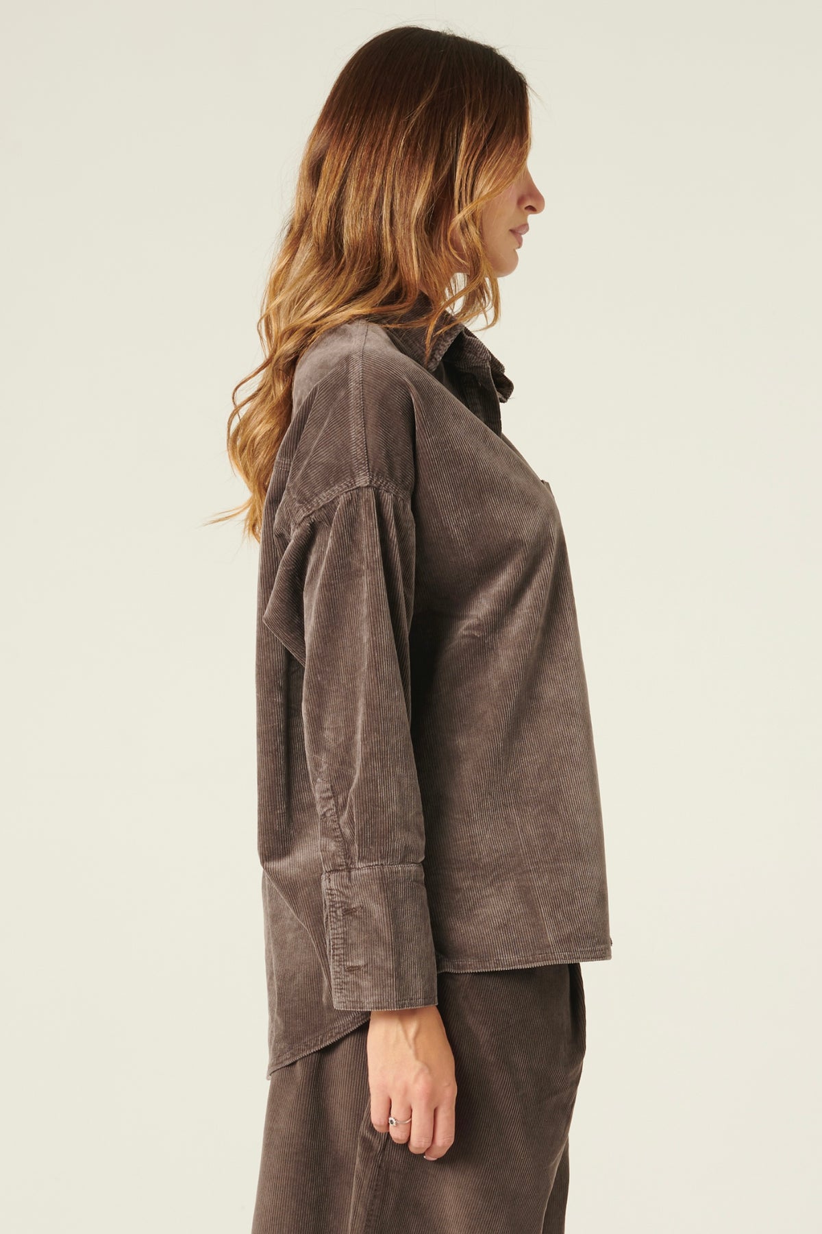 Peach velvet and modal blend shirt