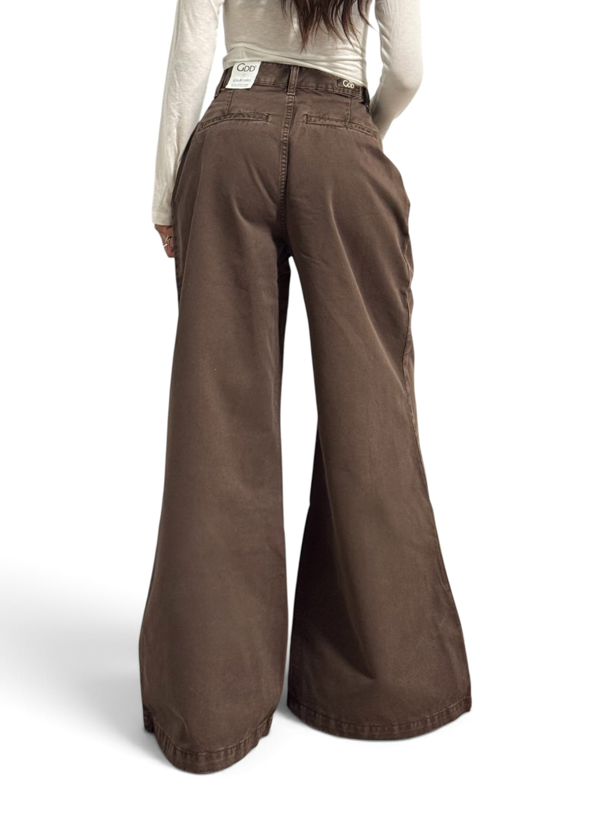Pantaloni Jina palazzo wide leg in gabardin doppio ritorto