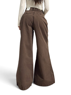 Pantaloni Jina palazzo wide leg in gabardin doppio ritorto