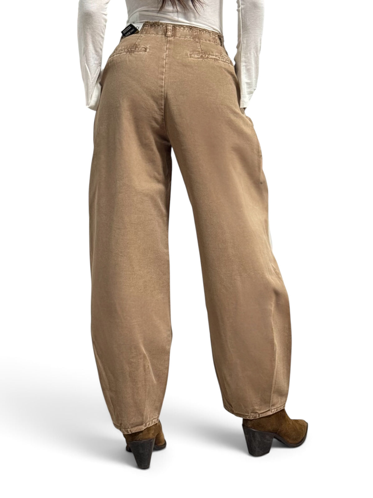 Judo barrel trousers in gabardine with fringed bustier