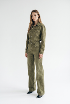 Jumpsuit Mary in drill tinto old con trattamenti denim