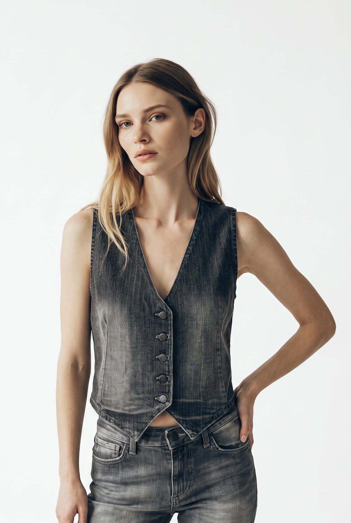 Gilet Jen-S in denim nero