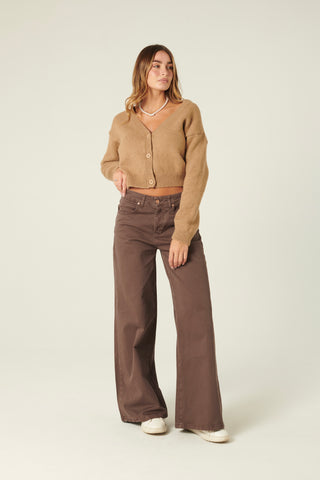 Pantaloni Becca wide leg in drill