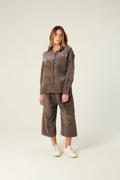 Peach velvet and modal blend shirt