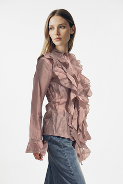 Camicia Yael in misto lyocell con rouches sul davanti