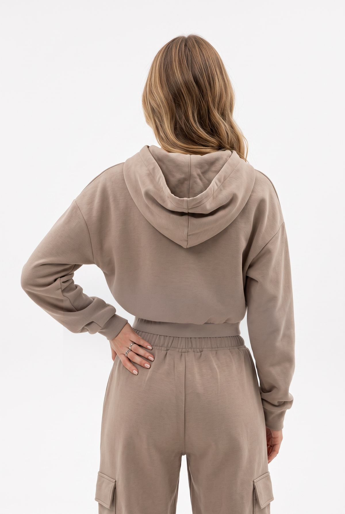 Felpa Jessy cropped con zip e cappuccio in misto viscosa
