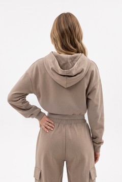 Felpa Jessy cropped con zip e cappuccio in misto viscosa