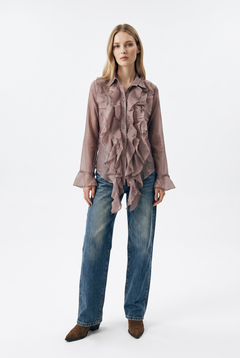 Camicia Yael in misto lyocell con rouches sul davanti