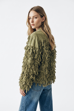 Jordan bomber in fur-like drill