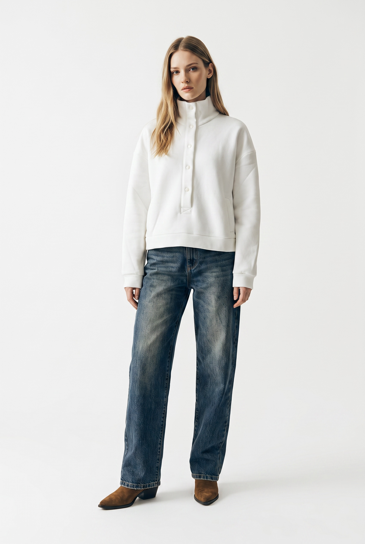 Tammy candy cotton cropped polo sweatshirt