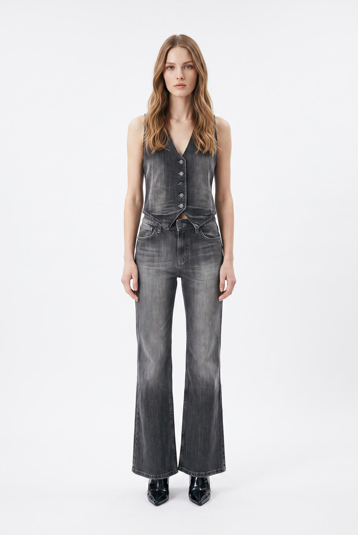 Gilet Jen-S in denim nero