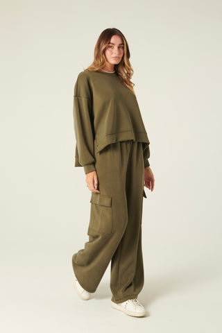 Pantaloni Wax cargo in felpa misto viscosa