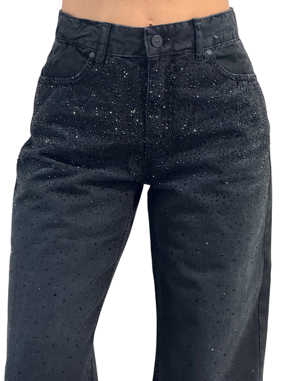 Star gabardine trousers with rhinestone appliqué