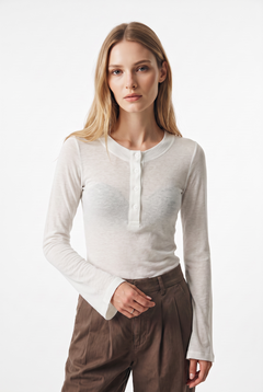 Maglia Dance body con collo serafino in misto cashmere