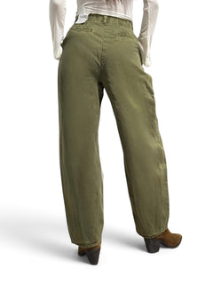 Judo barrel trousers in gabardine with fringed bustier