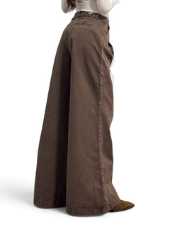 Pantaloni Jina palazzo wide leg in gabardin doppio ritorto