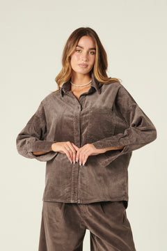 Peach velvet and modal blend shirt