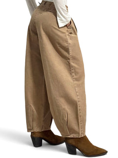 Judo barrel trousers in gabardine with fringed bustier