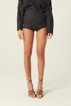 Microshorts Fanny culotte in denim floccato