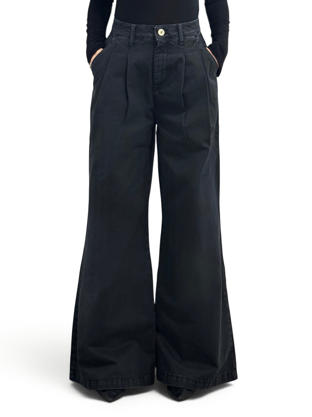 Pantaloni Jina palazzo wide leg in gabardin doppio ritorto