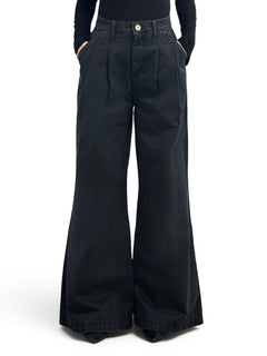 Pantaloni Jina palazzo wide leg in gabardin doppio ritorto