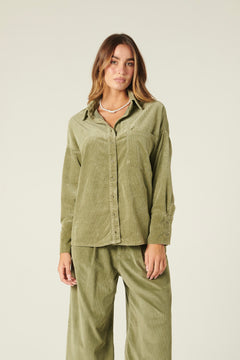 Peach velvet and modal blend shirt