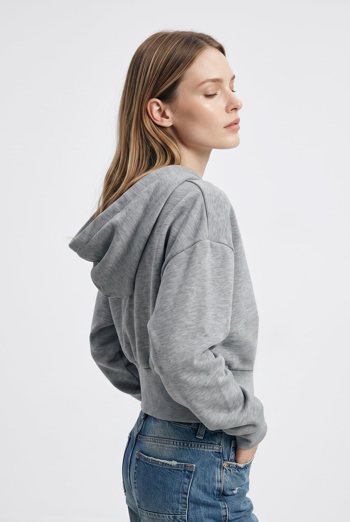 Felpa Jessy cropped con zip e cappuccio in misto viscosa