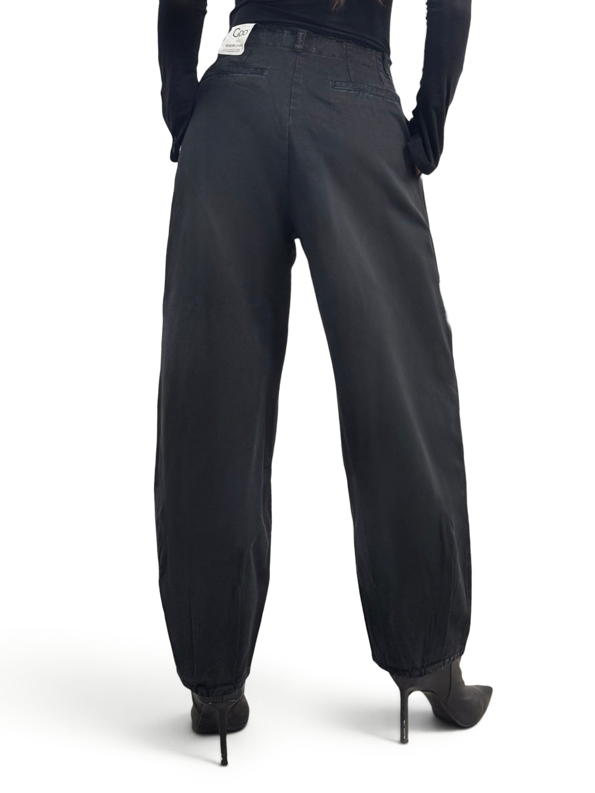 Judo barrel trousers in gabardine with fringed bustier