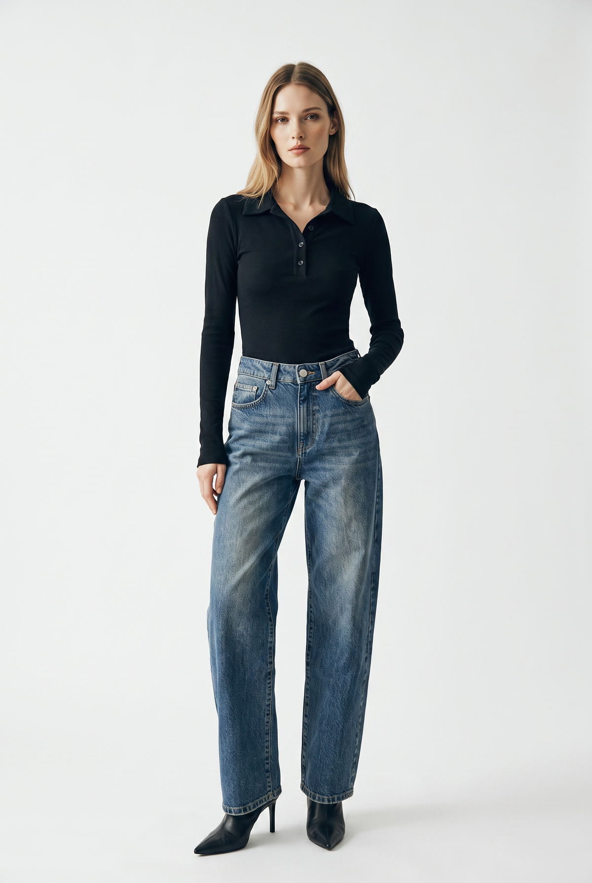 Iole long-sleeved polo neck cashmere blend jumper