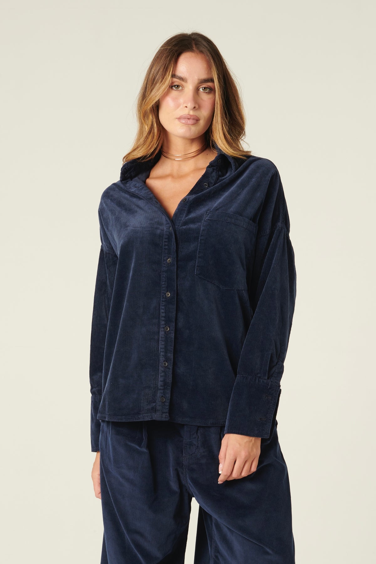 Peach velvet and modal blend shirt