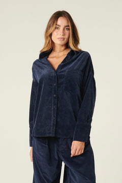 Peach velvet and modal blend shirt