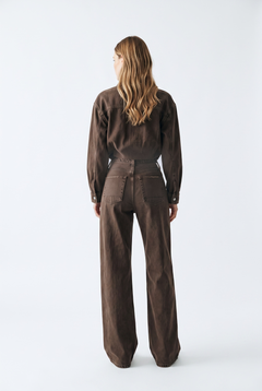 Jumpsuit Mary in drill tinto old con trattamenti denim
