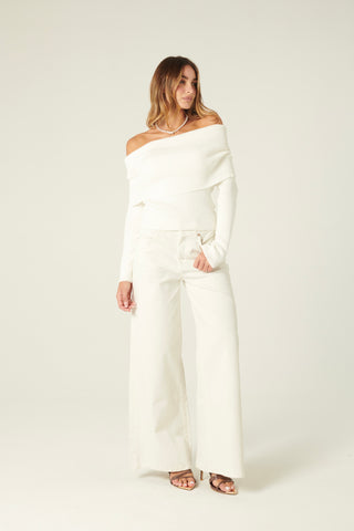 Pantaloni Becca wide leg in drill