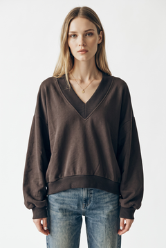 Felpa Pearl oversize con scollo a V e maniche curvate