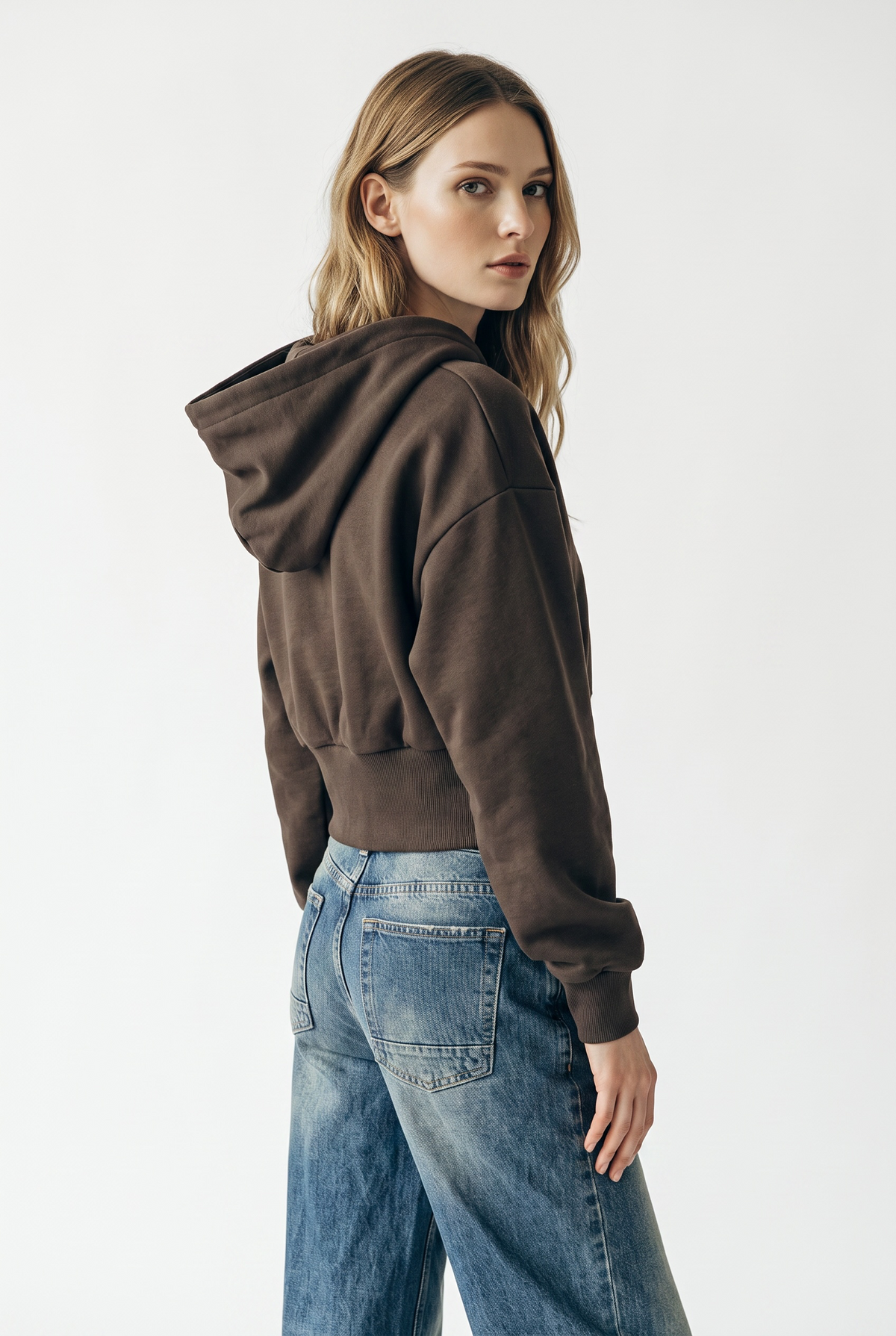 Felpa Jessy cropped con zip e cappuccio in misto viscosa