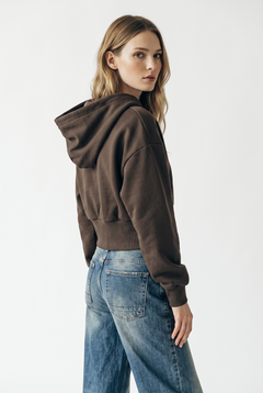 Felpa Jessy cropped con zip e cappuccio in misto viscosa
