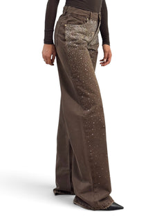 Star gabardine trousers with rhinestone appliqué