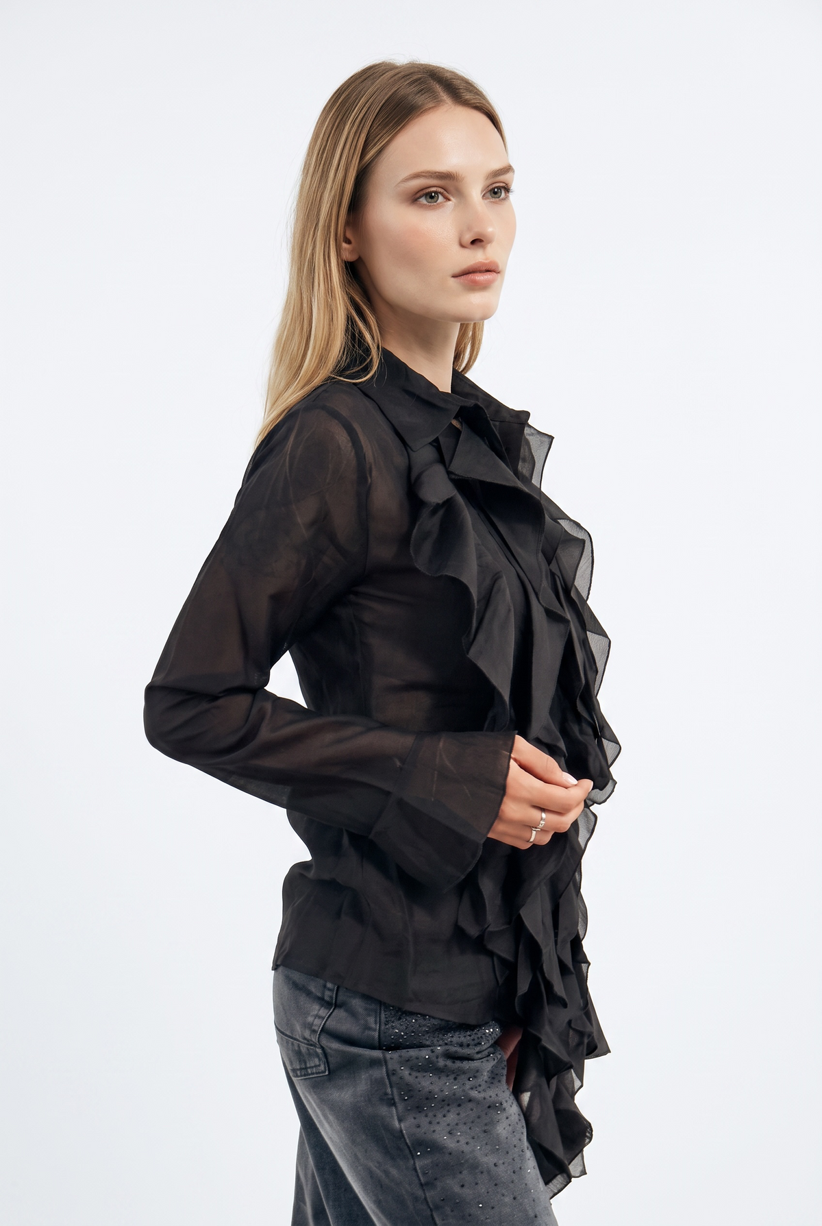 Camicia Yael in misto lyocell con rouches sul davanti