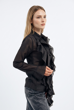 Camicia Yael in misto lyocell con rouches sul davanti