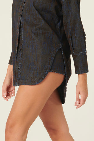 Giacca camicia Lola oversize in denim floccato