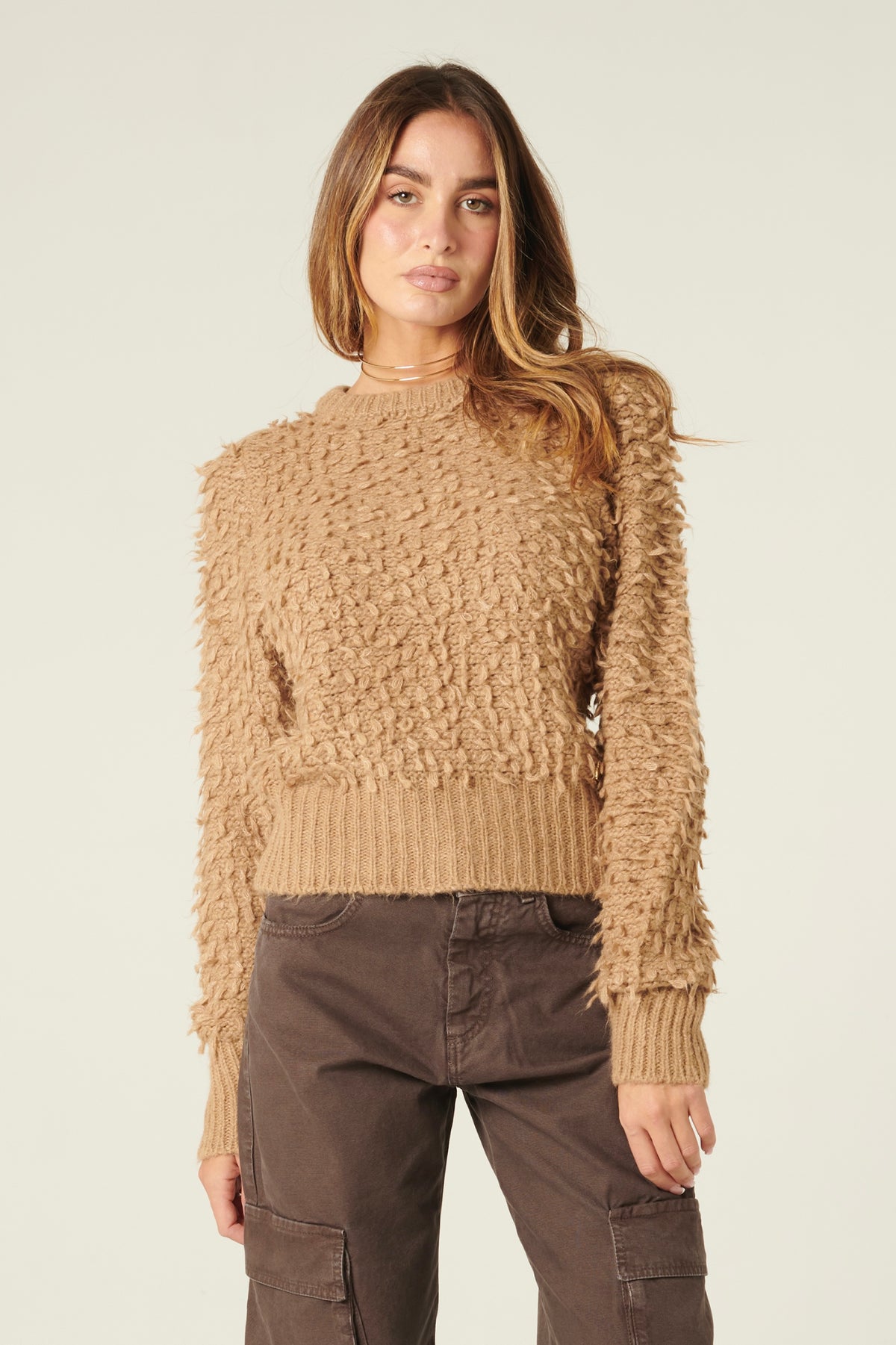 Pull cropped Violet in maglia bouclè