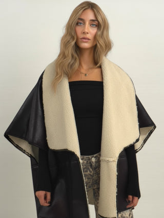 Mantella montone Tracy con teddy a contrasto