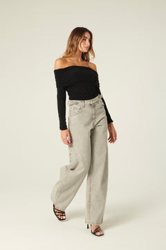 Maglia Vera con collo ribaltato con arricci in misto cashmere