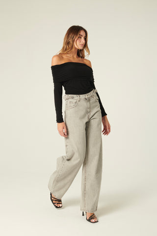 Maglia Vera con collo ribaltato con arricci in misto cashmere