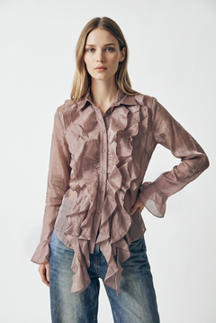 Camicia Yael in misto lyocell con rouches sul davanti